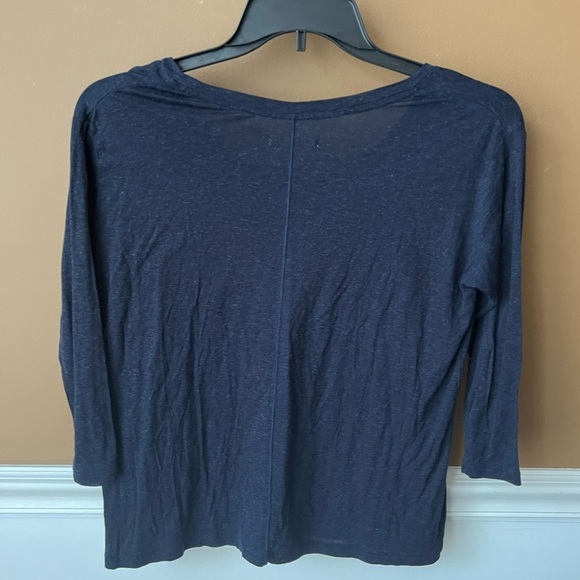 J BRAND Women's Navy Blue Short Sleeve Crop Top Linen Blend Size Small - Picture 3 of 4